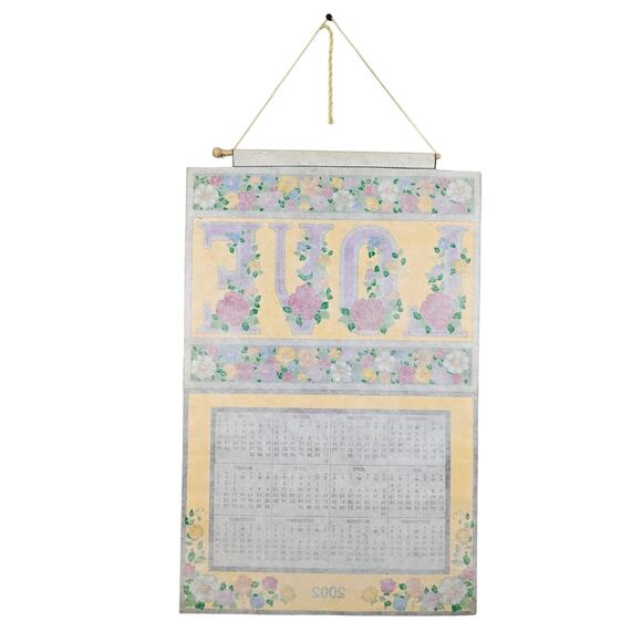 Vintage Y2K 2002 Full Year Sequin Jeweled Felt Hanging Calendar Love Floral - Picture 8 of 8